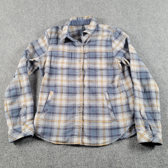 Kuhl Shacket Womens S Blue Gray Plaid Recycled Wool Blend Snap Button Jacket - Picture 1 of 9